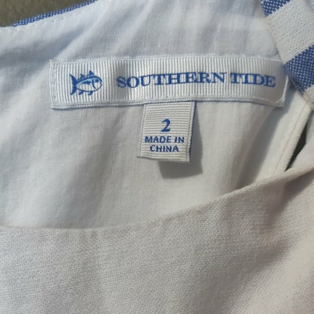 Southern Tide Blue and White Nautical Stripe Cotton Dress SIZE 2 - Picture 2 of 5